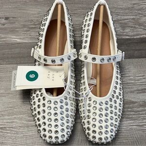 a new day White Rhinestone Mary Jane Flats